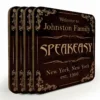 Wooden Square Coasters - Customizable - Speakeasy - Set Of 4 -Endurance Sales wood coasters speakeasy web 800