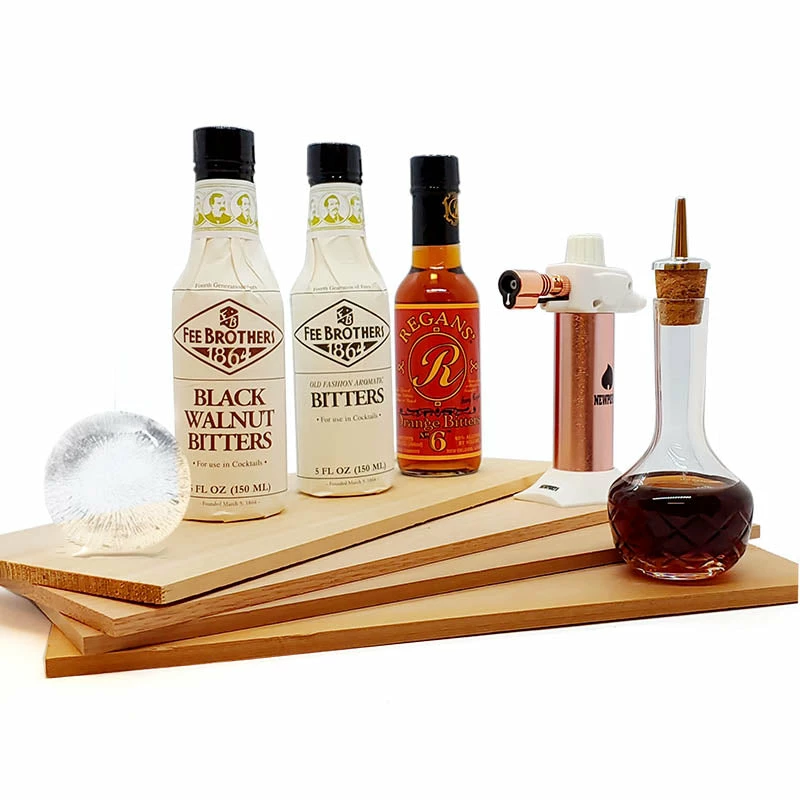 Smoked Cocktail Bitters Kit W/ Variety Flavored Wood Planks And Ice Ball Mold 3 Smoked Cocktail Bitters Kit W/ Variety Flavored Wood Planks And Ice Ball Mold