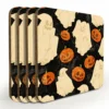 Wooden Coasters - Halloween Ghost Design - Set Of 4 W/ Coaster Caddy -Endurance Sales wood sq coasters halloween ghost web 2