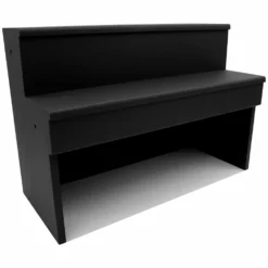 Wood Under Storage Liquor Shelves - 2 Tier - Black (Multiple Sizes Available!) -Endurance Sales wood under storage liquor shelf 2 tier step black 18in angle
