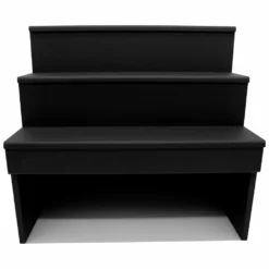 Wood Under Storage Liquor Shelves - 3 Tier - Black (Multiple Sizes Available!) -Endurance Sales wood under storage liquor shelf 3 tier step black 18in front