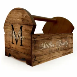 Wooden Condiment Caddy W/ Handle - Customizable Monogram Design