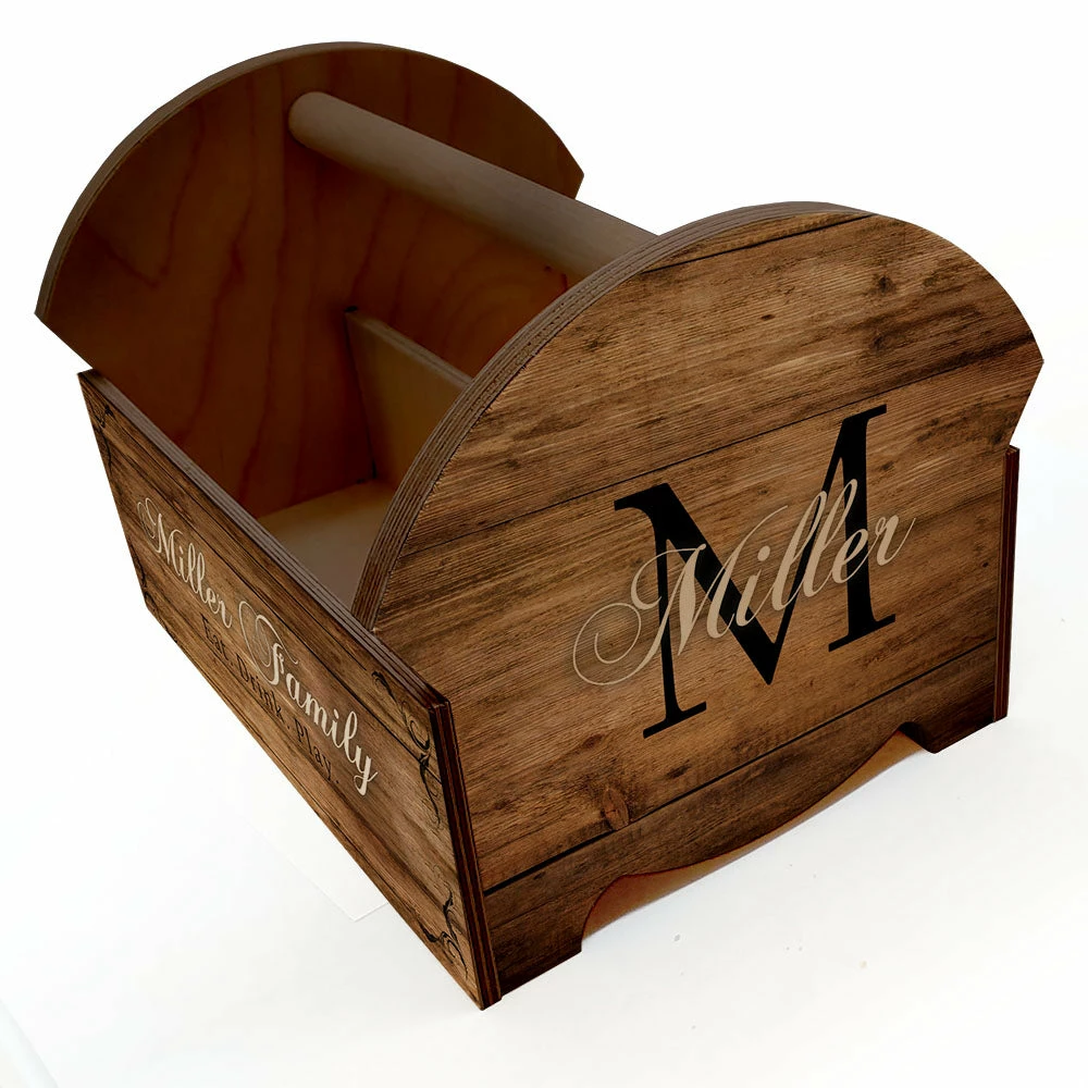 Wooden Condiment Caddy W/ Handle - Customizable Monogram Design 6 Wooden Condiment Caddy W/ Handle - Customizable Monogram Design - Image 4