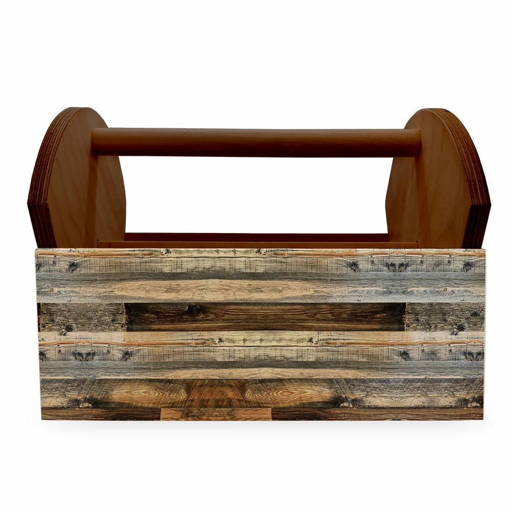 Wooden Condiment Caddy W/ Handle - Rustic Wood Planks 6 Wooden Condiment Caddy W/ Handle - Rustic Wood Planks - Image 4