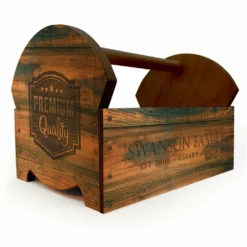 Wooden Condiment Caddy W/ Handle- Customizable Vintage Box Design