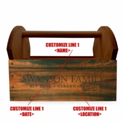 Wooden Condiment Caddy W/ Handle- Customizable Vintage Box Design -Endurance Sales wooden condiment caddy vintage WEB 2