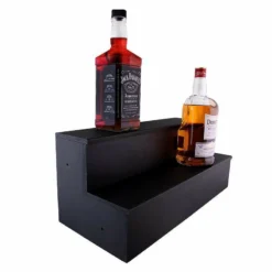 1.75 Liter Bottle Wooden Liquor Shelves - Handcrafted In The USA - 2 Tier - Black