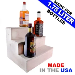 1.75 Liter Bottle Wooden Liquor Shelves - Handcrafted In The USA - 3 Tier - Natural 13 1.75 Liter Bottle Wooden Liquor Shelves - Handcrafted In The USA - 3 Tier - Natural -Endurance Sales wooden liquor 3 tier 1.75 liquor bottle shelves wood all natural spirits natural bs